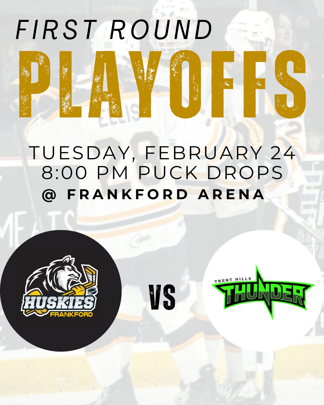 Huskies vs Trent Hills — let’s pack Frankford Arena. 8 PM