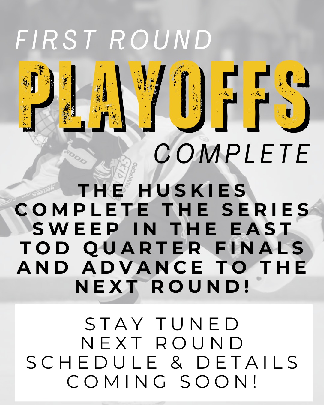 Congratulations to the Huskies on sweeping the Trent Hills Thunder in the East Tod Quarter Finals! 👏🏒

The team advances to the next round, with schedule & details to be announced soon. Stay tuned!