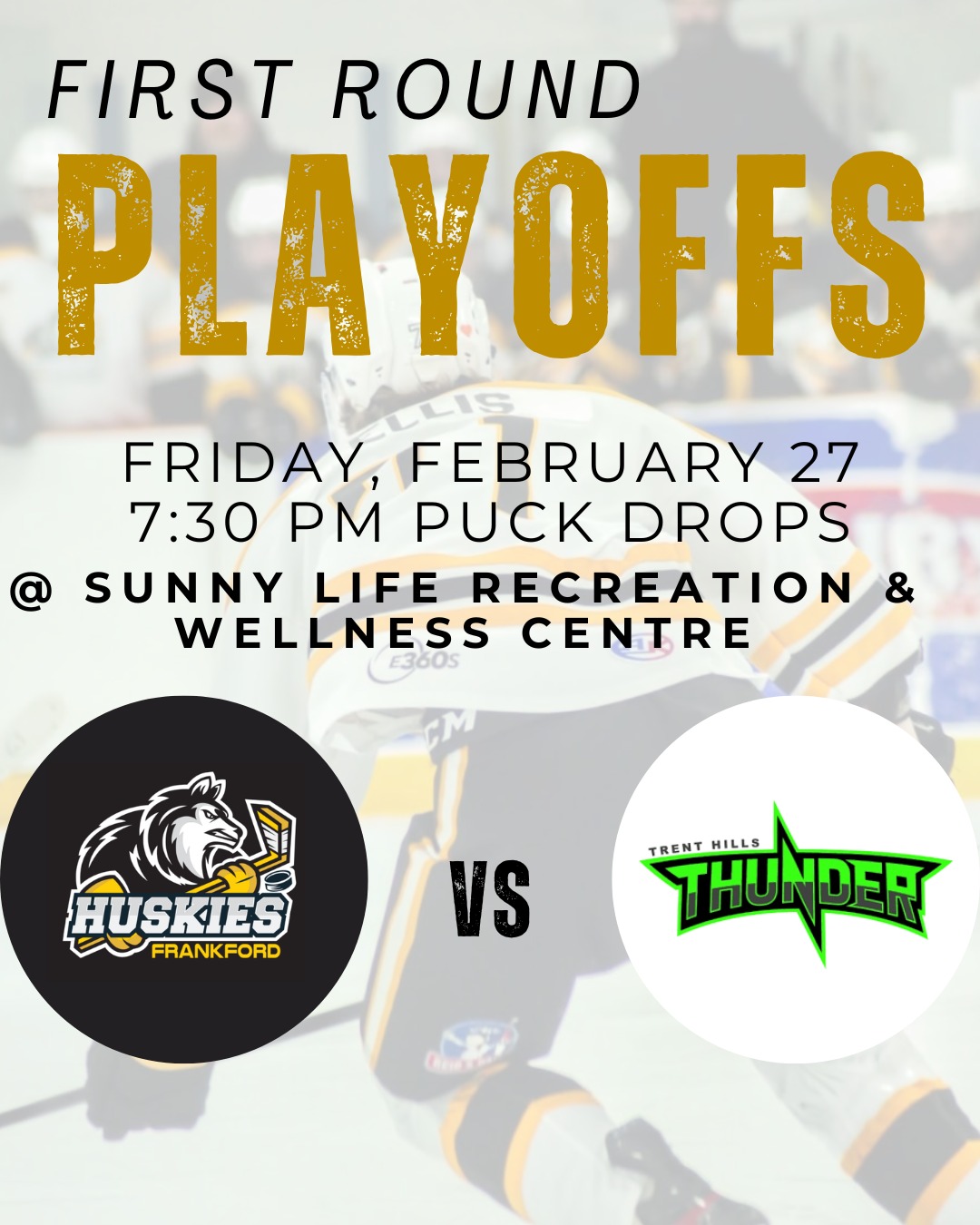 The Huskies take on the Trent Hills as playoff hockey heats up 🔥

🗓 Feb 27 | 7:30 PM
📍 Sunny Life Recreation & Wellness Centre

Playoff energy!