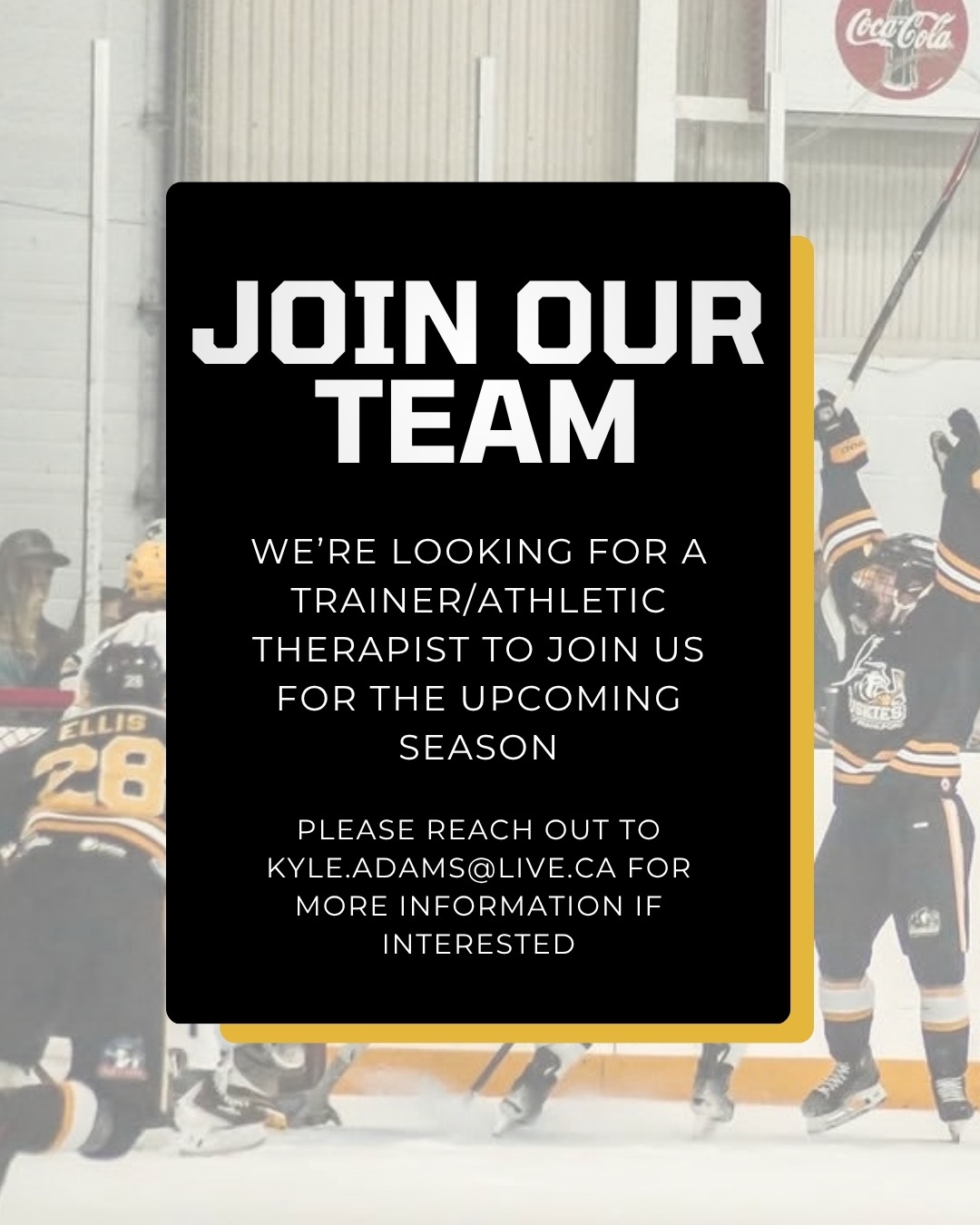 Join our team!

The Huskies are looking for a Trainer/Athletic Therapist for the upcoming season.

Interested? Reach out to kyle.adams@live.ca for more information.