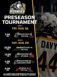 Preseason is almost here!

Join us August 28–30 at the Duncan McDonald Memorial Community Gardens in Trenton for a full weekend of hockey.

See you at the rink!